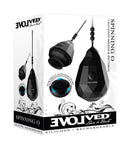 Evolved Novelties Spinning O Clitoral Egg Vibrator Black packaging with features and design details.