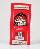 Cock Oil Water Based Lubricant 0.25 oz Foil Packet featuring a bold red packaging design.