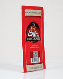 Cock Oil Water Based Lubricant 0.25 oz Foil Packet packaging for personal lubrication, featuring a rooster design.