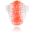 Color Pop Quickie Lingo Vibrating Tongue Ring Orange in clear and orange design with textured surface for stimulation.