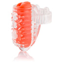 Color Pop Quickie Lingo Vibrating Tongue Ring Orange for enhanced intimate play with hands-free vibration.
