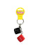 Super Fun Key Chain Sex Dice by Little Genie on keyring, featuring black and red dice for playful entertainment.