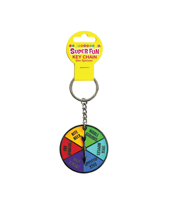 Colorful Super Fun Key Chain Sex Spinner with playful options, designed to add spice and fun to your keyring.