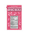 Valentine's Sucks Dicks Candy package with playful design and nutrition facts, perfect for a cheeky Valentine's Day treat.