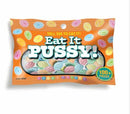 Eat it Pussy Candy 3 Oz Bag featuring colorful vagina-shaped candies in a playful package.