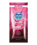 Skins Excite Water Based Lubricant 5 ml Foil packaging showcasing a tingling sensation formula for pleasure.