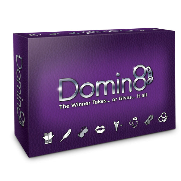Domin8 Control Game by Creative Conceptions in purple box, adult board game for couples to explore power dynamics and fantasies.