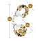 Leopard print beginner cuffs with adjustable design, safety features, and dimensions in inches: 10.5 length, 5.25 width, 1.5 thickness, 5.5-7.5 circumference.