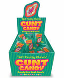 Cunt Candy Display 100 Count featuring tart fruity flavor packets for playful gatherings.