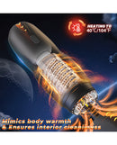 CyberSkin GalaxyVoy Thrusting and Rotating Masturbator Black with heating feature and unique design.