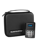 ElectraStim Linx App Controlled Stimulator Black and Silver in its case, showcasing the device and controls.