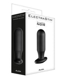 ElectraStim Aura Silicone Noir Multi-Purpose Probe packaging showcasing its sleek design for electrosex stimulation.