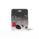 Eluxe Vibrating Anal Plug With Remote Medium Ruby Ombre packaging featuring remote control and 10 vibration patterns.