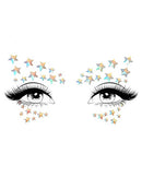 Leg Avenue Celeste Glow in the Dark Face Jewels with iridescent star pattern around the eyes.