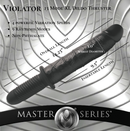 The Violator 13 Mode XL Dildo Thruster showcasing features like 4 powerful vibration speeds and textured shaft.