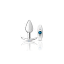 Viben Silver Anchor Buttplug Kit Clear Iridescent and Teal with polished plug and interchangeable gemstone bases.