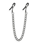 Bound Nipple Clamps DC2 Gunmetal Gray with adjustable clips and chain for intense stimulation.