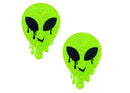 Neva Nude Lemon Lime Blacklight Glitter Alien Nipple Pasties featuring neon green melty alien design.