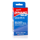 Dynamo Delay Spray for Men 0.75 Oz packaging, featuring lidocaine formula for temporary desensitization.