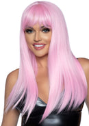 Leg Avenue 24 Inch Long Straight Bang Wig Pink showcasing soft blended pink tones and a sleek style.