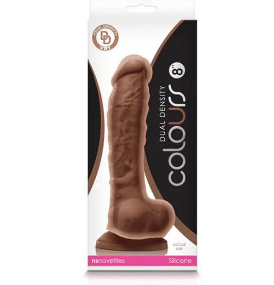COLOURS DUAL DENSITY 8IN DILDO BROWN-0