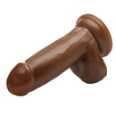 Jock 6 Inch Realistic Dong with Balls Brown realistic dong with a pronounced mushroom tip and sculpted balls.