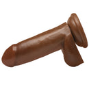 Jock 6 Inch Realistic Dong with Balls Brown showcasing a realistic design and hands-free suction cup base.