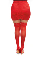 SHEER THIGH HIGH W/ STAY UP LACE TOP RED QUEEN-6