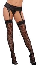 Leopard fishnet thigh high stockings with black lace tops, stylish lingerie featuring a seductive design and high-quality material.