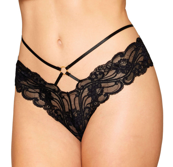 CHEEKY OPEN CROTCH THONG W/ CHAINS S/M-1