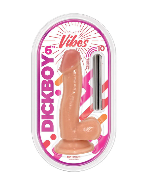 Dickboy Vibes Vanilla Lovers 6-Inch Rechargeable Bullet with Realistic Design and 10 Vibration Frequencies in Packaging