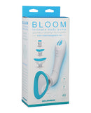 Bloom Intimate Body Automatic Vibrating Pump Sky Blue White packaging featuring automatic and rechargeable features.