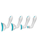 Bloom Intimate Body Automatic Vibrating Pump Sky Blue White with interchangeable heads for stimulation.