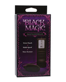 Black Magic Bullet & Controller Vibrator Black packaging showcasing Velvet-Touch finish and multi-speed settings.