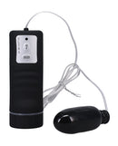 Black Magic Bullet & Controller Vibrator Black with handheld controller and connected bullet for stimulating pleasure.