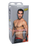 Man Squeeze ULTRASKYN Ass Stroker Randy packaging showcasing variable pressure and lifelike design.