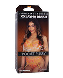Signature Strokers ULTRASKYN Pocket Pussy Xxlayna Marie product packaging featuring an alluring model.