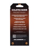 Signature Strokers ULTRASKYN Pocket Pussy Xxlayna Marie packaging detailing its lifelike features and body-safe materials.