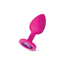 Viben Gemma Purple Gem Pink Silicone Anal Plug Medium with sparkling purple gemstone detail in vibrant pink silicone.