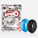Screaming O RingO Biggies Cock Rings 36 Count Candy Bowl featuring blue and black rings on display.