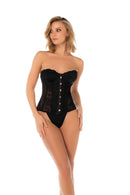 Mapale Strapless Lace Corset Black Small/Medium model showcasing a sleek silhouette and lace details.