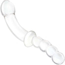 Gläs 12.5 Inch Girthy Double-Sided Dildo with Handle, Curved with Anal Beads for P-Spot Stimulation and Ergonomic Pleasure