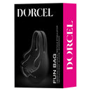 Dorcel Fun Bag Vibrating Cock Ring Black product packaging with description and features prominently displayed.