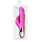 Maia Toys Super Charged Silicone Rabbit Vibrator in pink packaging, showcasing sleek design and vibrant color.