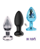 Dr Tush's Venture Collection Anal Plug Set Small featuring three diverse anal plugs in various designs.