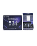 Dr Tush's Tools of Temptation Medium Anal Plug Set Metal with three polished plugs in a luxury box, ideal for exploration.