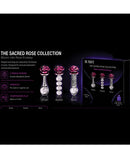Dr Tush's Sacred Glass Rose Anal Plug Set featuring unique designs: Simple, Beaded, Spiral.