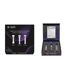 Dr Tush's Hearts of Pleasure Collection Anal Plug Set Glass featuring spiral, beaded, and bumpy designs.