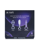 Dr Tush's Halo of Pleasure Collection Anal Plug Set Glass with three versatile plugs for exploration.