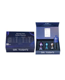 Dr Tush's Dragon Pearls Collection Anal Plug Set Metal in elegant packaging displaying three plugs.